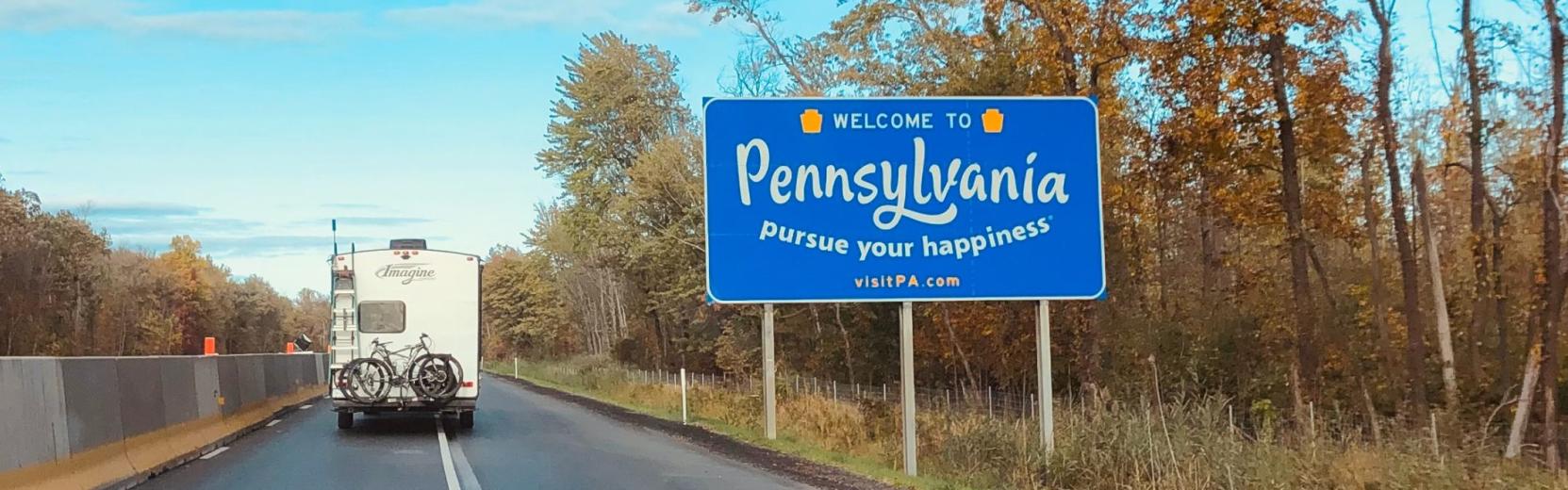 Welcome to PA Schild am Highway