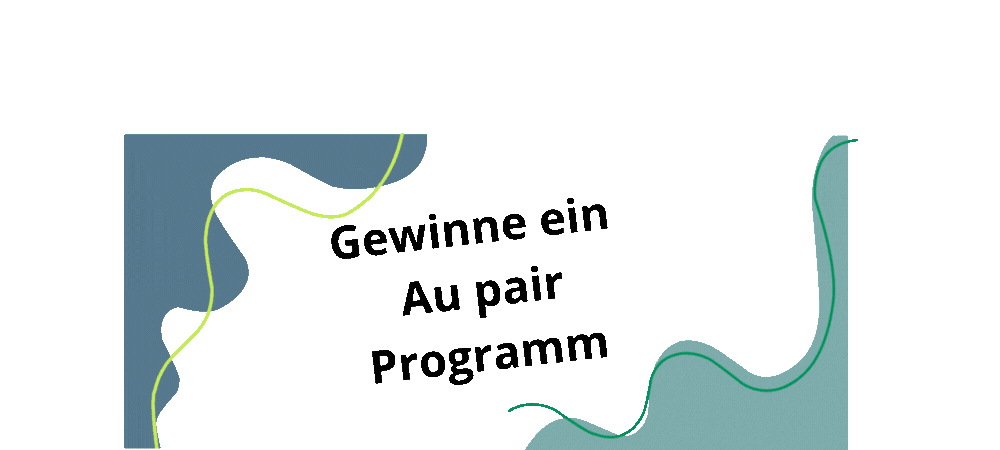 GIF mit Freiheitsstatue und Weihnachtsmütze und "Gewinne ein Au pair Programm"